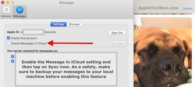 Activer les messages dans la fonction iCloud sur MacBook