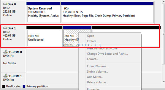 διαγράψτε το διαμέρισμα efi