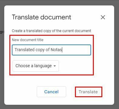 Opción Google Translate Documentos