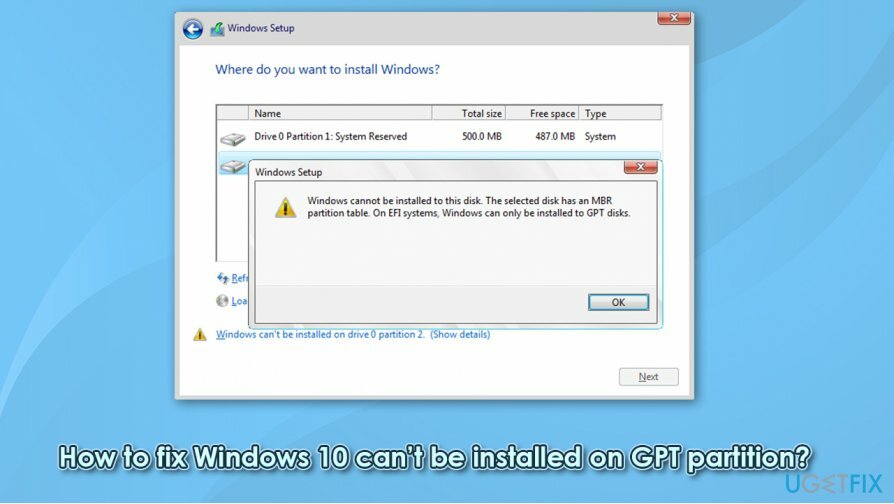 Bagaimana cara memperbaiki Windows 10 tidak dapat diinstal pada partisi GPT?