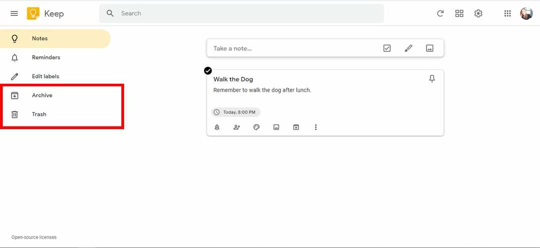 google-keep-archive-trash