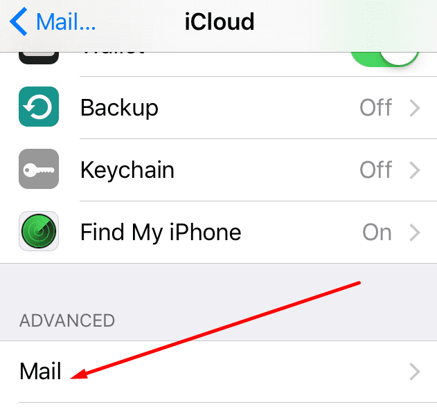 configurações avançadas do icloud mail