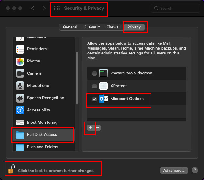 Modificando segurança e privacidade no aplicativo macOS para Outlook