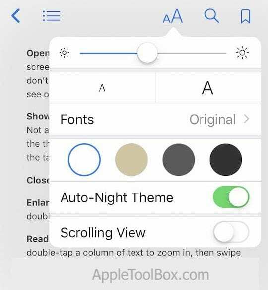 Knygos iOS 12 automatinis nakties režimas