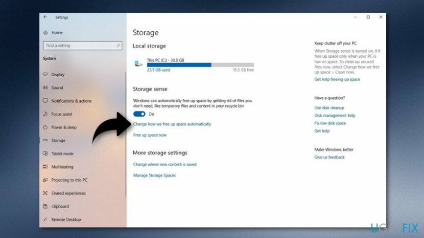 Käytä Storage sense -toimintoa poistaaksesi Windows.old-kansion