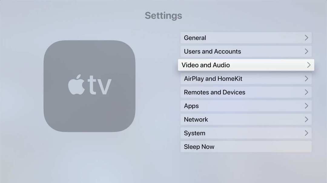 Apple TV ვიდეო და აუდიო პარამეტრები