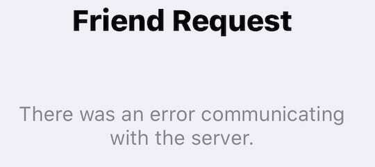 خطأ في الاتصال عند إرسال طلب صداقة apple