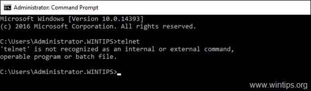fix Telnet nu este recunoscut ca o comandă internă sau externă - Server 201220162019