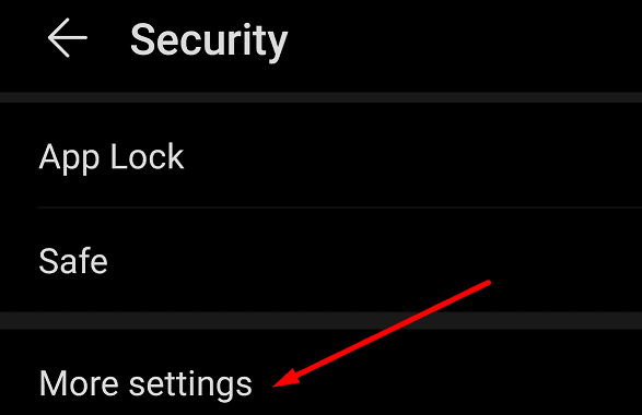 Android सुरक्षा अधिक सेटिंग्स