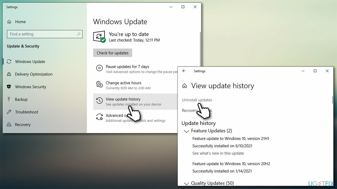 Přístup k historii aktualizací systému Windows