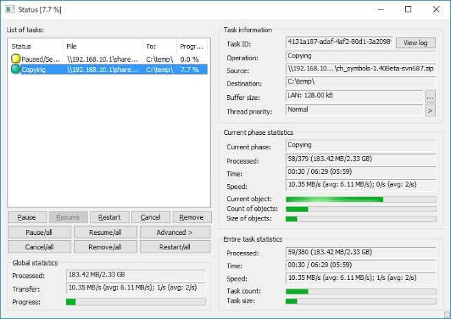 복사 처리기 - PC용 최고의 파일 전송 소프트웨어