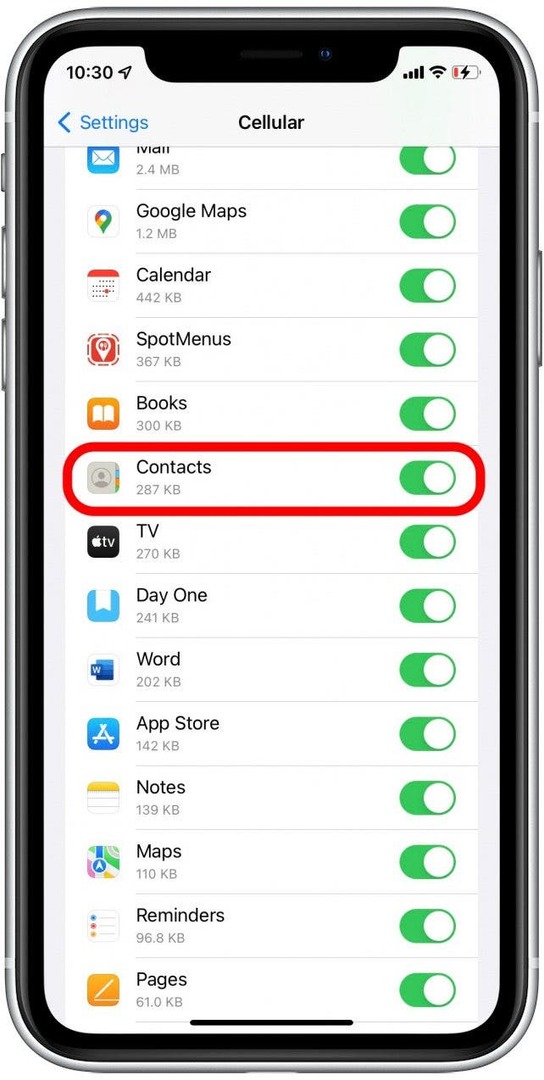 ჩართეთ iCloud Contacts