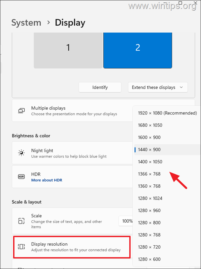 تغيير دقة الشاشة Windows 11