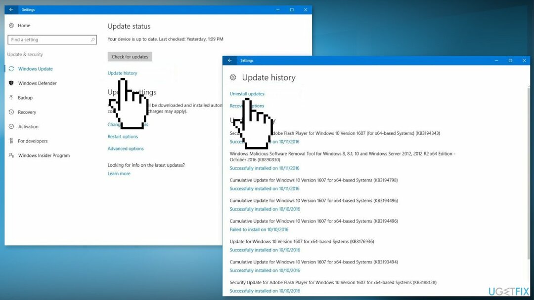 Távolítsa el a Windows Updates 10-et