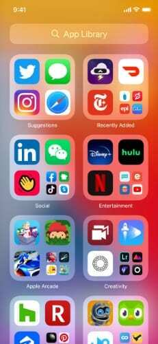 Bibliothèque d'applications sur iOS 14