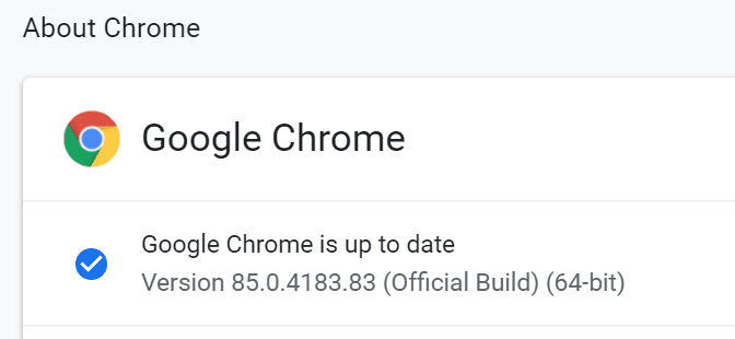 о версии браузера Chrome