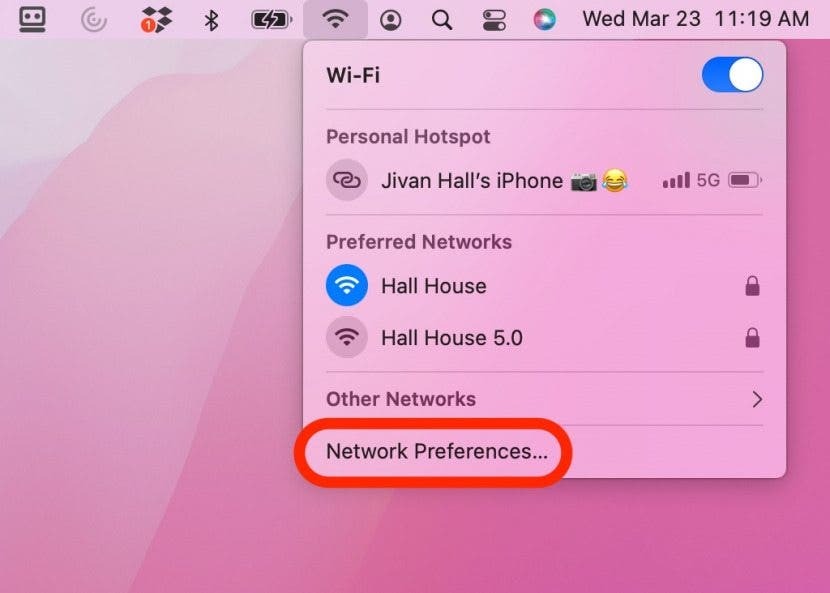 Glem Wi-Fi-nettverk trinn 2 - Nettverksinnstillinger