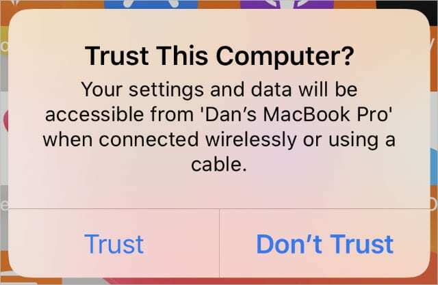 Εμπιστευτείτε αυτήν την ειδοποίηση υπολογιστή από το iPhone