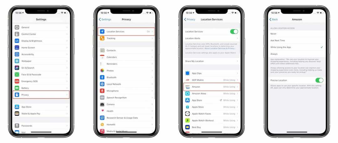 App-plasseringsdetaljer iOS 14