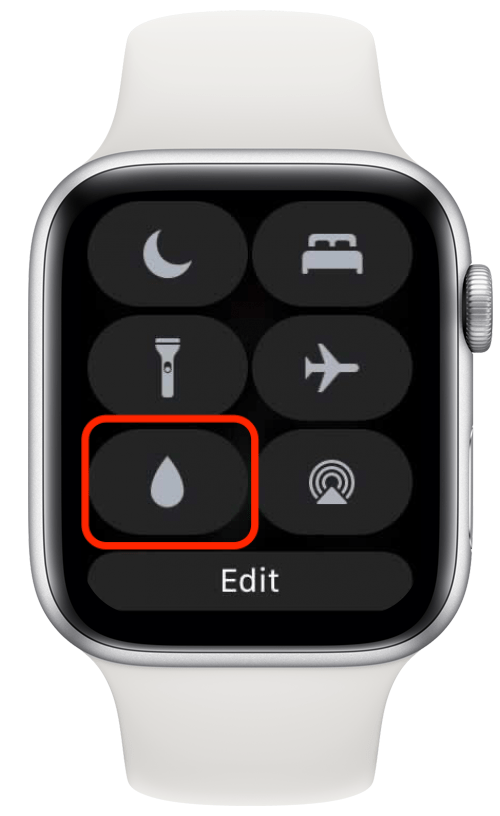 Коснитесь значка Water Lock на Apple Watch, который выглядит как капля воды.