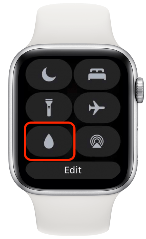 Dodirnite ikonu vodene brave Apple Watch, koja izgleda kao kap vode