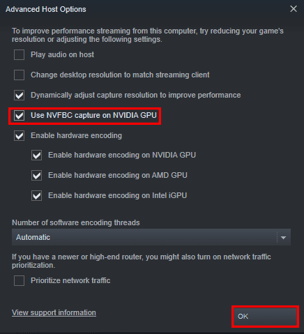 Aktivizējiet NVFBC opciju GPU no Steam attālās atskaņošanas