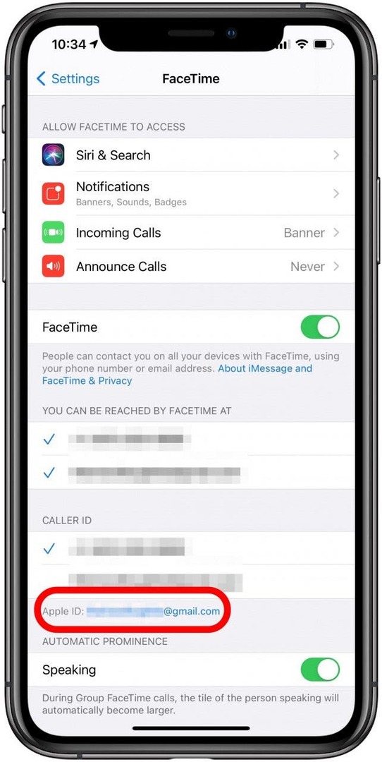 FaceTime'ist väljalogimiseks puudutage oma Apple ID-d