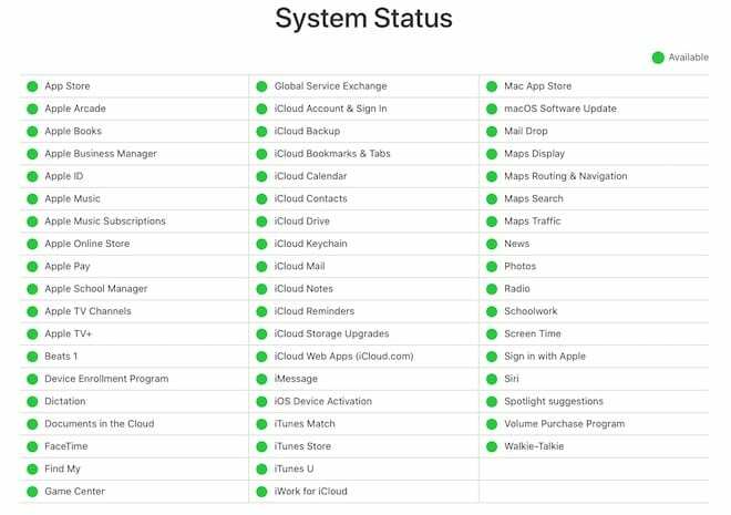 Siri-tilkobling - Systemstatus