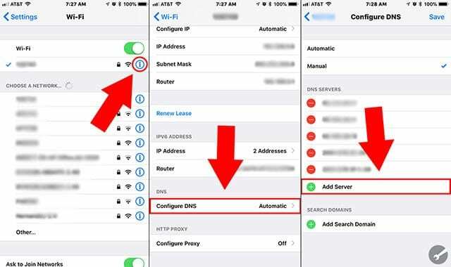 تكوين iOS DNS