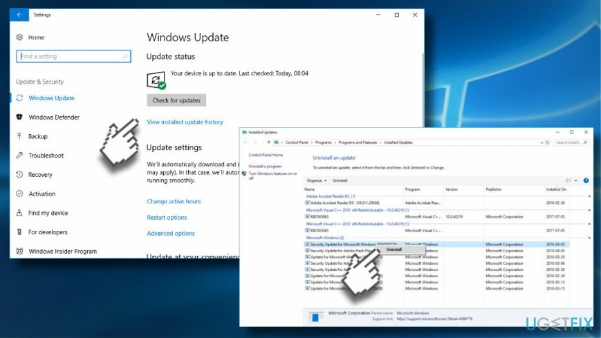 Eliminați Windows Update instalat recent