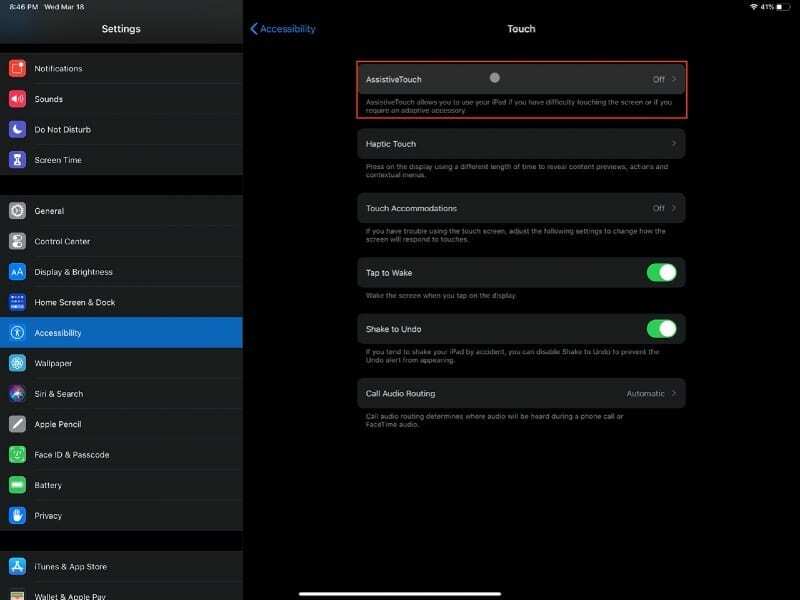 AssistiveTouch openen in iPadOS