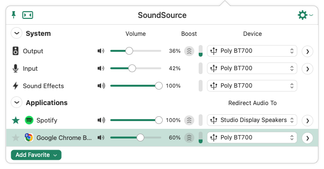 Kontroluj głośność poszczególnych aplikacji na komputerze Mac — SoundSource