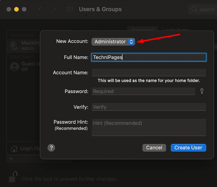 mac создать новую учетную запись администратора