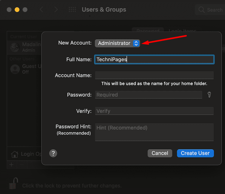 mac skapa nytt administratörskonto