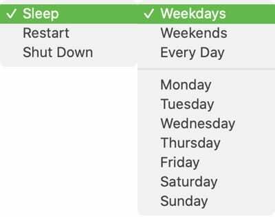 Opciones de programación de ahorro de energía de Mac