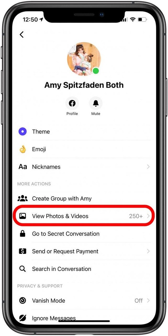 Klepnite na Zobraziť fotografie a videá v aplikácii Facebook Messenger