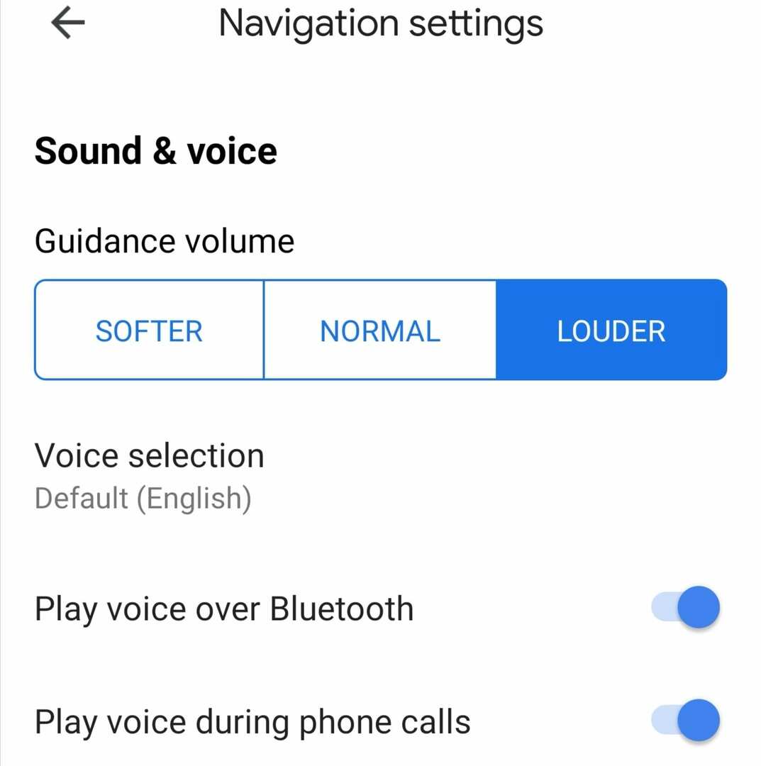 गूगल मैप्स ध्वनि और आवाज सेटिंग्स