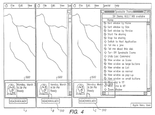 Apple Patent - Παράδειγμα διαφάνειας παραθύρου OS X