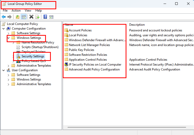 นโยบายความปลอดภัยในเครื่องบนเครื่องมือ Group Policy