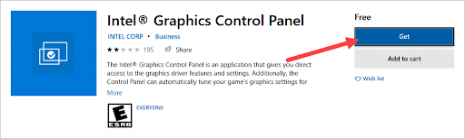 Panel sterowania karty graficznej Intel — Get