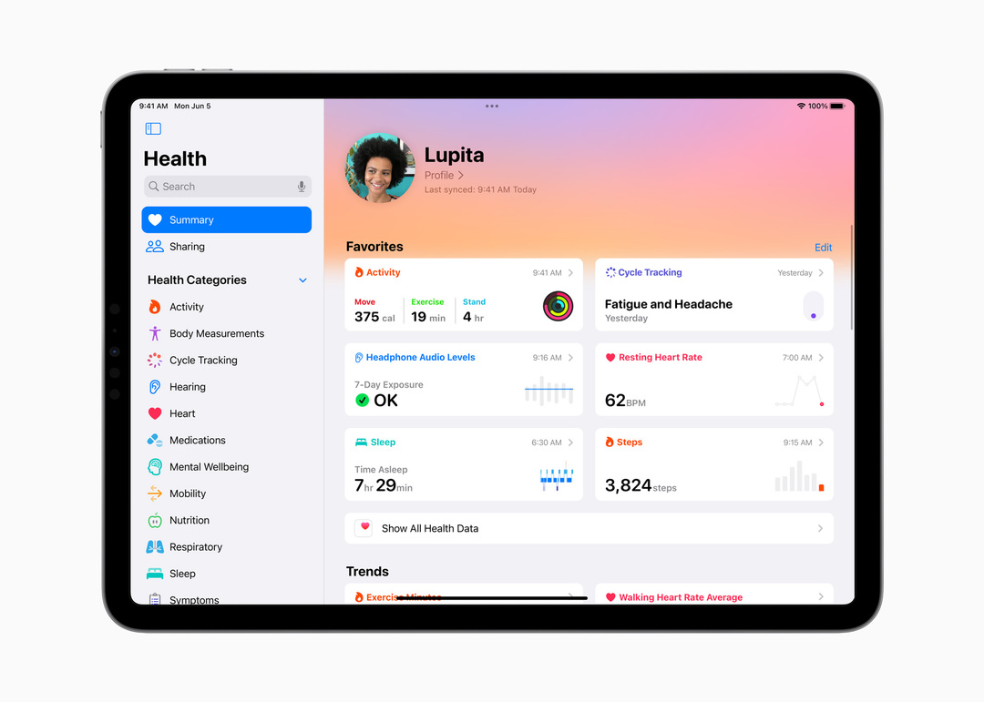 iPadOS 17 — Здоровье