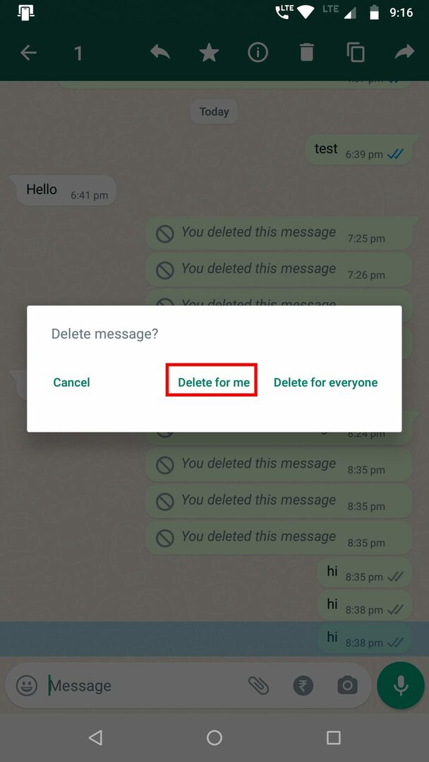 WhatsApp Delete for Me operētājsistēmā Android