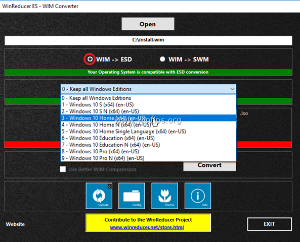 تصدير install.wim to install.esd