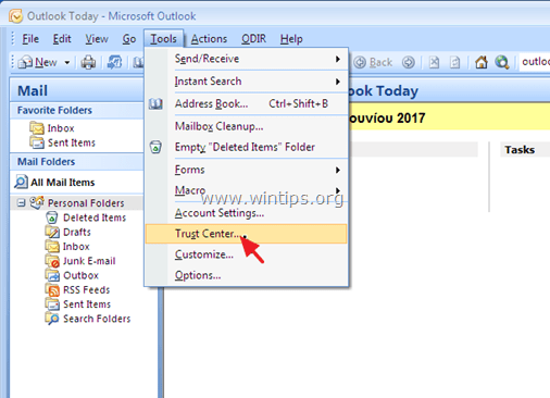 アドインOutlook2007を無効にする