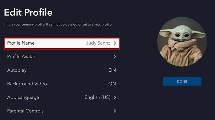 Ändra namn på Disney+ profil
