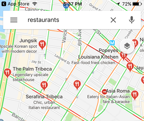 Restaurants in Google Maps