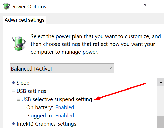 Setare de suspendare selectivă USB