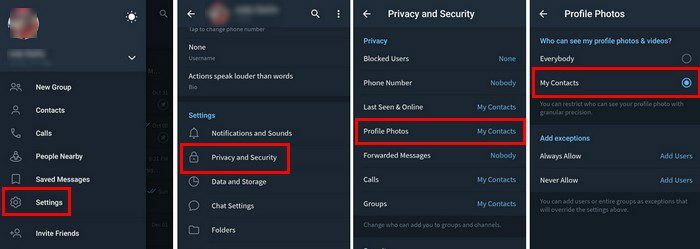 Změnit nastavení profilového obrázku Telegram