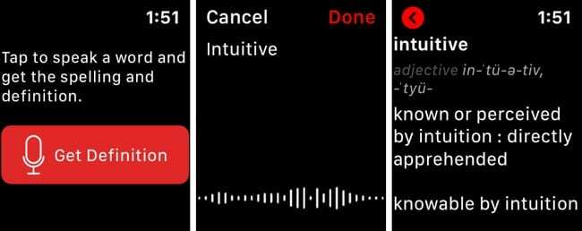 ऐप्पल वॉच पर मरियम-वेबस्टर डिक्शनरी