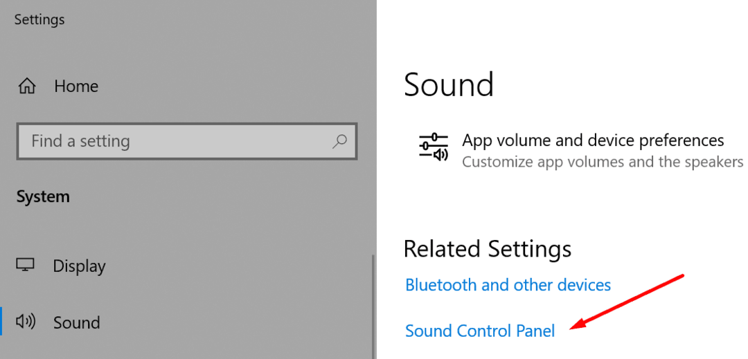 painel de controle de som